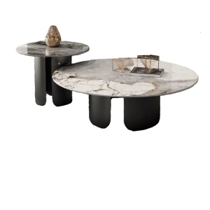 雙圓岩板茶几
